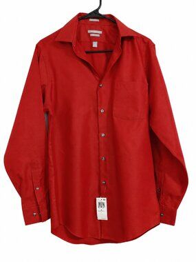 SIZE 14.5 Mens Van Heusen Fitted Long Sleeve Button Front Dress Shirt, Menswear